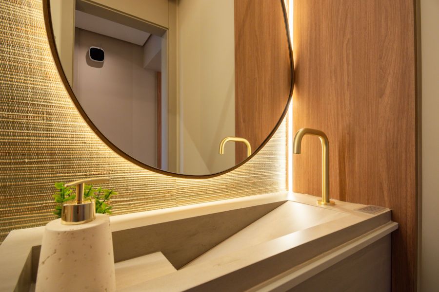 lavabo-cuba-esculpida-porcelanato-cimento-queimado-cinza-off-white-lamina-ultracompacta-iluminacao-led